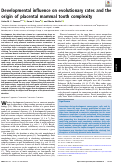 Cover page: Developmental influence on evolutionary rates and the origin of placental mammal tooth complexity