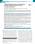 Cover page: A Clinical Prediction Score to Guide Referral of Elderly Dialysis Patients for Kidney Transplant Evaluation