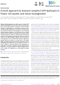 Cover page: A novel approach to measure complex V ATP hydrolysis in frozen cell lysates and tissue homogenates