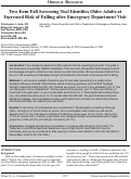 Cover page: Two-Item Fall Screening Tool Identifies Older Adults at Increased Risk of Falling after Emergency Department Visit