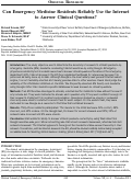 Cover page: Can Emergency Medicine Residents Reliably Use the Internet to Answer Clinical Questions?