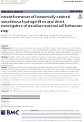 Cover page: Instant formation of horizontally ordered nanofibrous hydrogel films and direct investigation of peculiar neuronal cell behaviors atop.