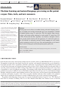 Cover page: Machine learning and natural language processing on the patent corpus: Data, tools, and new measures