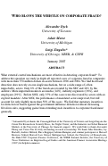 Cover page: Who Blows The Whistle on Corporate Fraud?