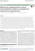 Cover page: What do we understand from clinical and mechanistic studies on acupuncture treatment for hypertension?