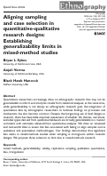 Cover page: Aligning sampling and case selection in quantitative-qualitative research designs: Establishing generalizability limits in mixed-method studies