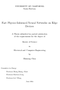 Cover page: Fast Physics-Informed Neural Networks on Edge Devices