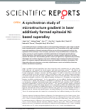 Cover page: A synchrotron study of microstructure gradient in laser additively formed epitaxial Ni-based superalloy