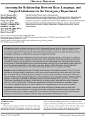 Cover page: Assessing the Relationship Between Race, Language, and Surgical Admissions in the Emergency Department