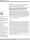 Cover page: On the cross-population generalizability of gene expression prediction models