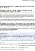 Cover page: Heterogeneous Origins of Human Sleep Spindles in Different Cortical Layers