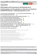 Cover page: 2022 Update of the Consensus on the Rational Use of Antithrombotics and Thrombolytics in Veterinary Critical Care (CURATIVE) Domain 1‐ Defining populations at risk