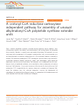 Cover page: A crotonyl-CoA reductase-carboxylase independent pathway for assembly of unusual alkylmalonyl-CoA polyketide synthase extender units