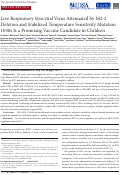 Cover page: Live Respiratory Syncytial Virus Attenuated by M2-2 Deletion and Stabilized Temperature Sensitivity Mutation 1030s Is a Promising Vaccine Candidate in Children