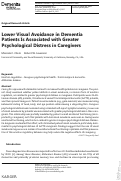 Cover page: Lower Visual Avoidance in Dementia Patients Is Associated with Greater Psychological Distress in Caregivers.