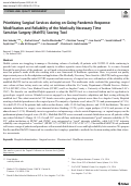 Cover page: Prioritizing Surgical Services during on-Going Pandemic Response: Modification and Reliability of the Medically Necessary Time Sensitive Surgery (MeNTS) Scoring Tool