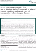 Cover page: Estimating the treatment effect from non-randomized studies: The example of reduced intensity conditioning allogeneic stem cell transplantation in hematological diseases