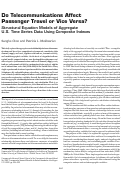 Cover page: Do Telecommunications Affect Passenger Travel or Vice Versa? Structural Equation Models of Aggregate U.S. Time Series Data Using Composite Indexes