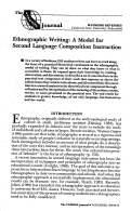 Cover page: Ethnographic Writing: A Model for Second Language Composition Instruction