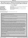 Cover page: This Article Corrects: "Subacute Presentation of Central Cord Syndrome Resulting from Vertebral Osteomyelitis and Discitis: A Case Report"