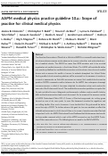 Cover page: AAPM medical physics practice guideline 10.a.: Scope of practice for clinical medical physics
