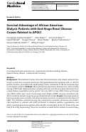 Cover page: Survival Advantage of African American Dialysis Patients with End-Stage Renal Disease Causes Related to APOL1