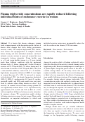 Cover page: Plasma triglyceride concentrations are rapidly reduced following individual bouts of endurance exercise in women