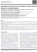 Cover page: Suicidality and Alcohol Use as Predictors of Future Suicidal Behavior in College Students.