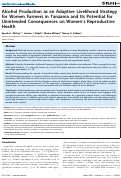 Cover page: Alcohol Production as an Adaptive Livelihood Strategy for Women Farmers in Tanzania and Its Potential for Unintended Consequences on Women’s Reproductive Health