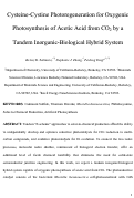 Cover page: Cysteine–Cystine Photoregeneration for Oxygenic Photosynthesis of Acetic Acid from CO2 by a Tandem Inorganic–Biological Hybrid System