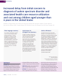 Cover page: Increased delay from initial concern to diagnosis of autism spectrum disorder and associated health care resource utilization and cost among children aged younger than 6 years in the United States.