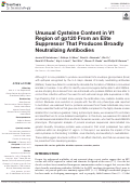 Cover page: Unusual Cysteine Content in V1 Region of gp120 From an Elite Suppressor That Produces Broadly Neutralizing Antibodies