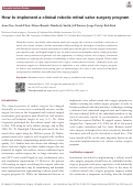 Cover page: How to implement a clinical robotic mitral valve surgery program.