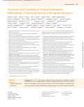 Cover page: Structure and Funding of Clinical Informatics Fellowships: A National Survey of Program Directors