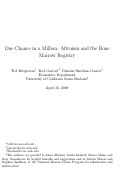 Cover page: One Chance in a Million: Altruism and the Bone Marrow Registry