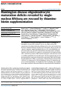 Cover page: Huntington disease oligodendrocyte maturation deficits revealed by single-nucleus RNAseq are rescued by thiamine-biotin supplementation