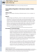 Cover page: Transcriptional regulation in the immune system: a status report