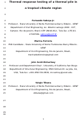 Cover page: Thermal Response Testing of a Thermal Pile in a Tropical Climate Region