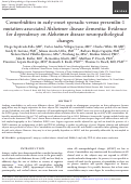 Cover page: Comorbidities in early-onset sporadic versus presenilin-1 mutation-associated Alzheimer disease dementia: Evidence for dependency on Alzheimer disease neuropathological changes.