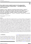 Cover page: Near-global summer circulation response to the spring surface temperature anomaly in Tibetan Plateau –– the GEWEX/LS4P first phase experiment