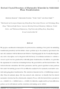 Cover page: Derived crystal structure of martensitic materials by solid–solid phase transformation
