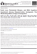 Cover page: Tooth Loss, Periodontal Disease, and Mild Cognitive Impairment Among Hispanic/Latino Immigrants: The Moderating Effects of Age at Immigration.