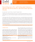 Cover page: Prenatal Exposure to Per- and Polyfluoroalkyl Substances, Maternal Thyroid Dysfunction, and Child Autism Spectrum Disorder