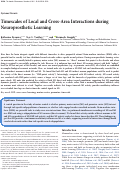 Cover page: Timescales of Local and Cross-Area Interactions during Neuroprosthetic Learning.