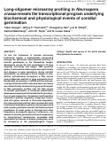 Cover page: Long-oligomer microarray profiling in Neurospora crassa reveals the transcriptional program underlying biochemical and physiological events of conidial germination