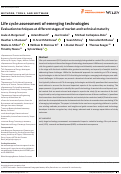 Cover page: Life cycle assessment of emerging technologies: Evaluation techniques at different stages of market and technical maturity