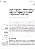 Cover page: Lay Theories About Whether Emotion Helps or Hinders: Assessment and Effects on Emotional Acceptance and Recovery From Distress.