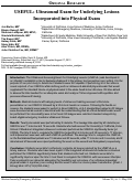 Cover page: USEFUL: Ultrasound Exam for Underlying Lesions incorporated into physical exam.