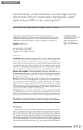 Cover page: Carotid intima media thickness and low high-density lipoprotein (HDL) in South Asian immigrants: could dysfunctional HDL be the missing link?