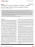 Cover page: Dissipation of reactive inhibition is sufficient to explain post-rest improvements in motor sequence learning